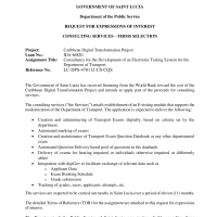Government of Saint Lucia: Consultancy for the Development of an Electronic Testing System for the Department of Transport